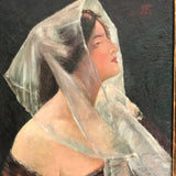 Portrait 'Lady with Veil' Oil on Canvas