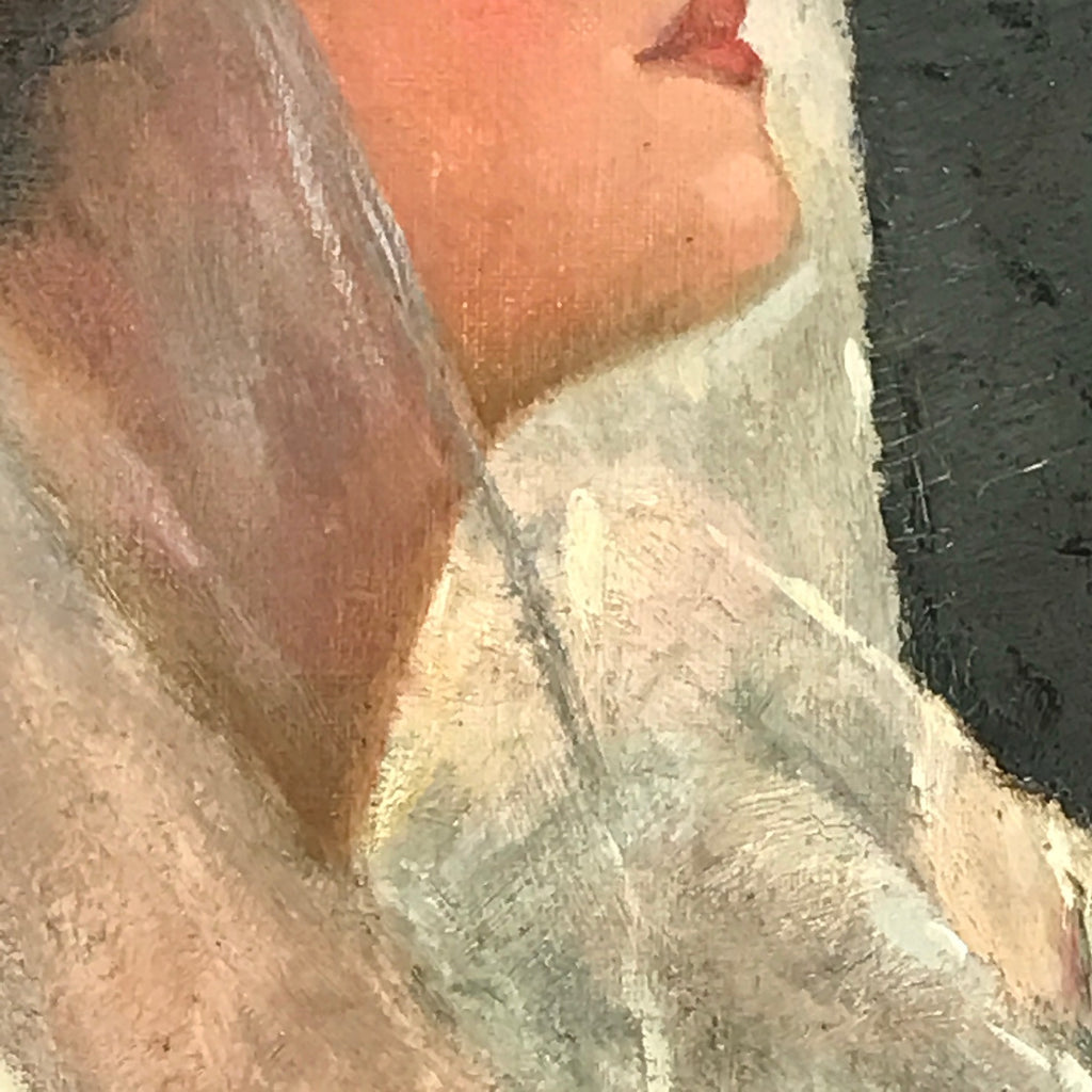 Portrait 'Lady with Veil' Oil on Canvas