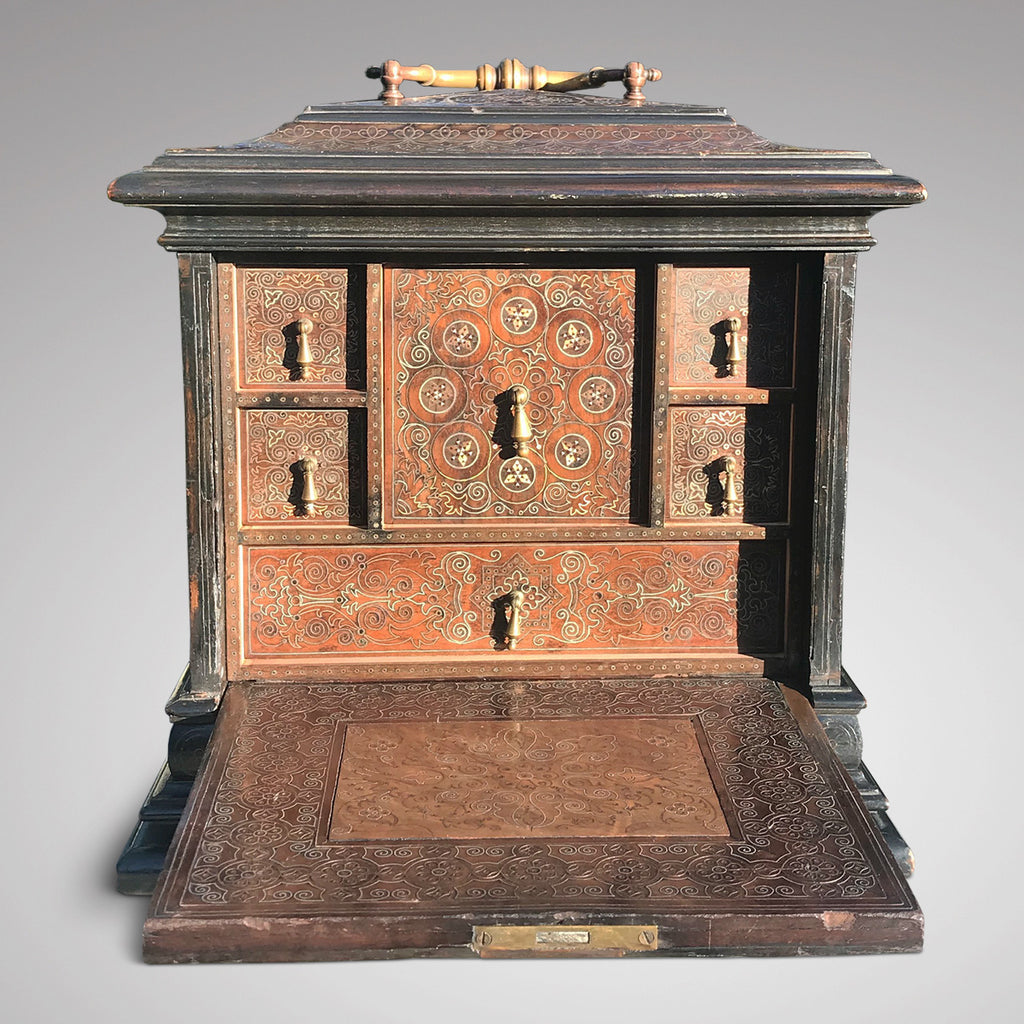 19th Century Copper & Pewter Inlaid Table Cabinet