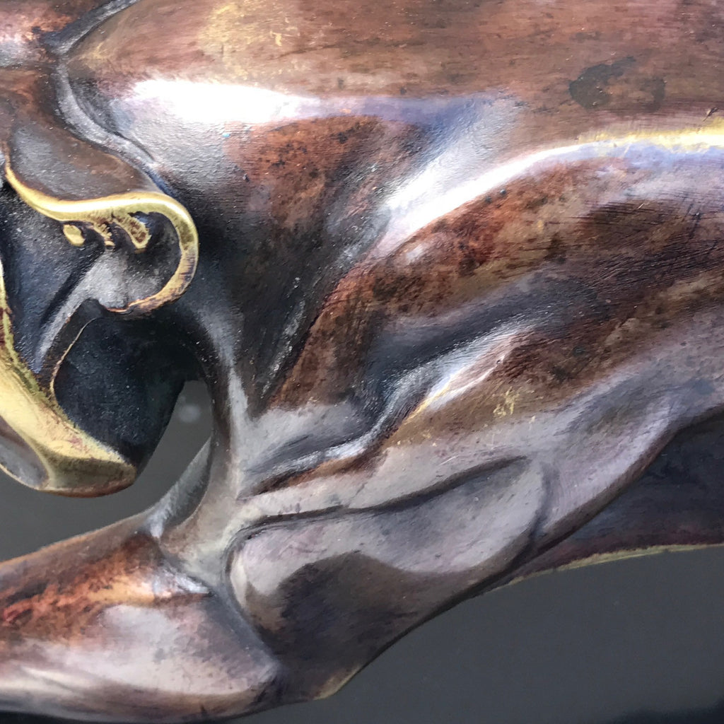 Art Deco Bronze Panther by Rulas - Detail of Patina - 6
