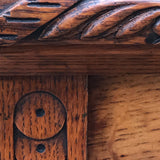 Small Arts & Crafts Oak Chest of Drawers - Carving Detail - 7