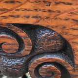 Small Arts & Crafts Oak Chest of Drawers - Close up of Feet - 8