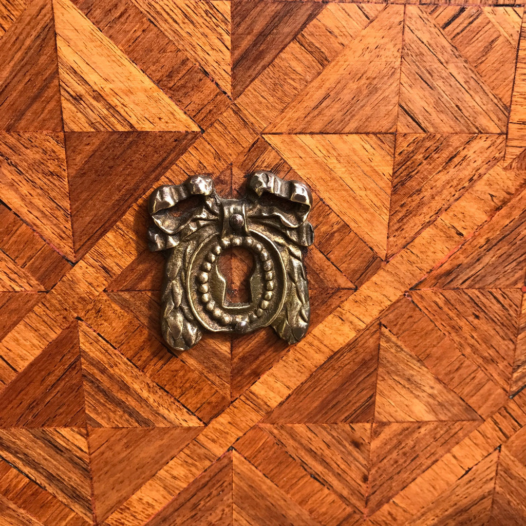 19th Century Walnut & Kingwood Marble Topped Commode - Brass Detail View - 3