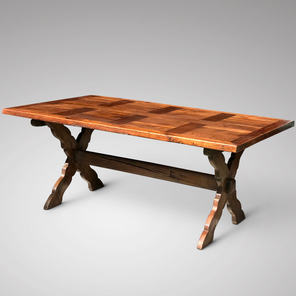 French Oak Trestle Dining Table - Main View - 1