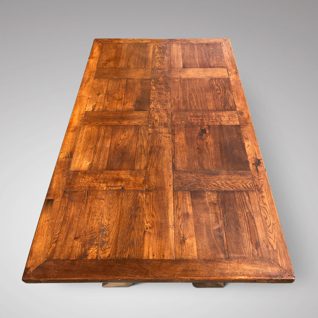 French Oak Trestle Dining Table - Top View - 3