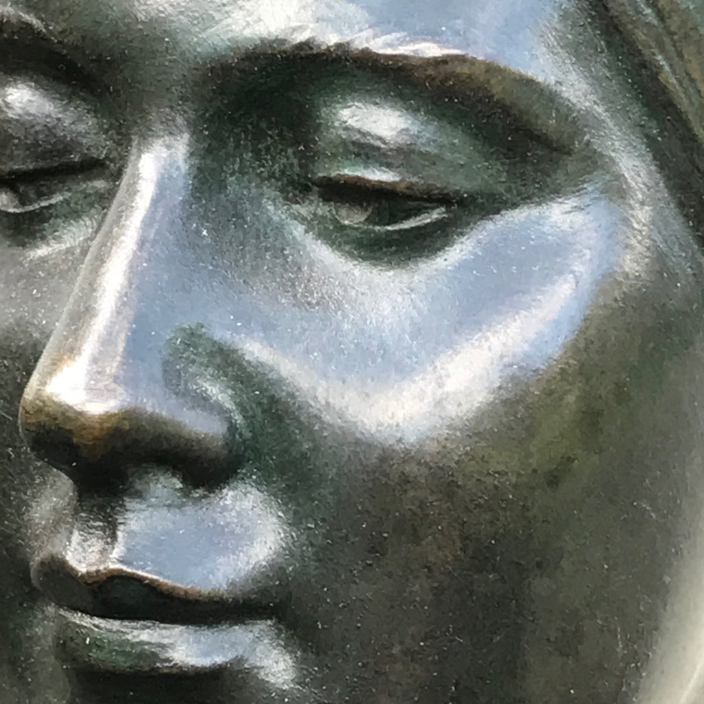 Art Deco Bronze Sculpture of Lady with Grapes - Face Detail - 4