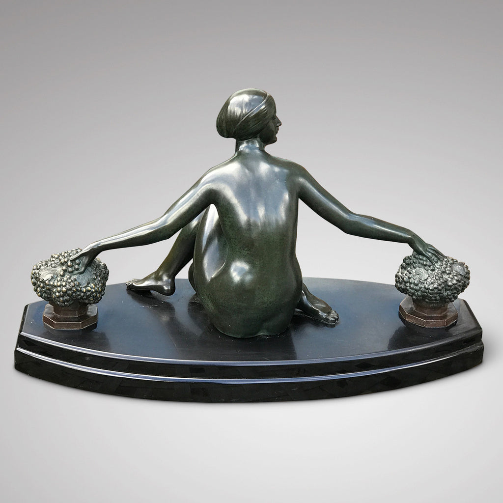 Art Deco Bronze Sculpture of Lady with Grapes - Back View - 3