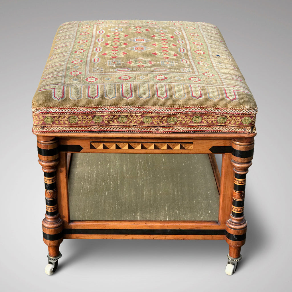 Aesthetic Movement Inlaid Two Tier Foot Stool - Side View - 2