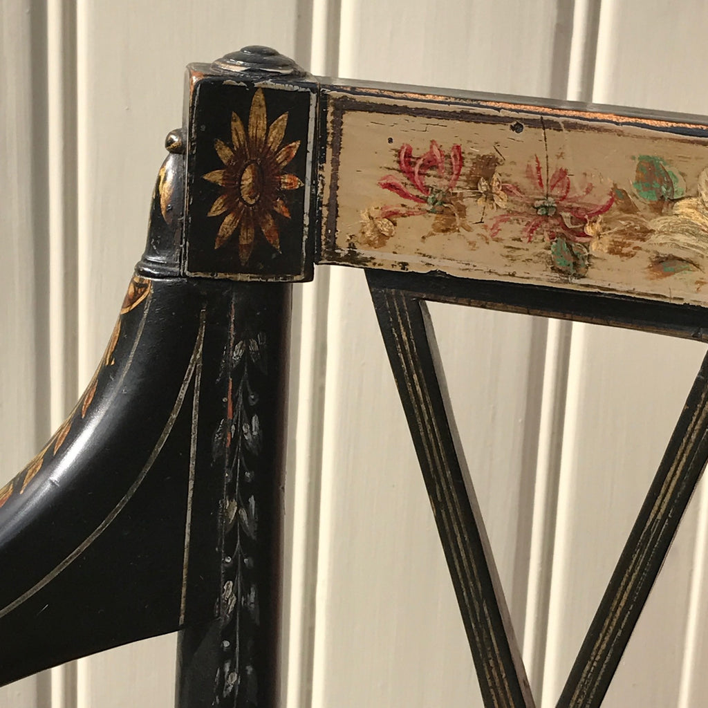 An Exceptional Pair of Regency Painted Chairs - Painted Detail - 5