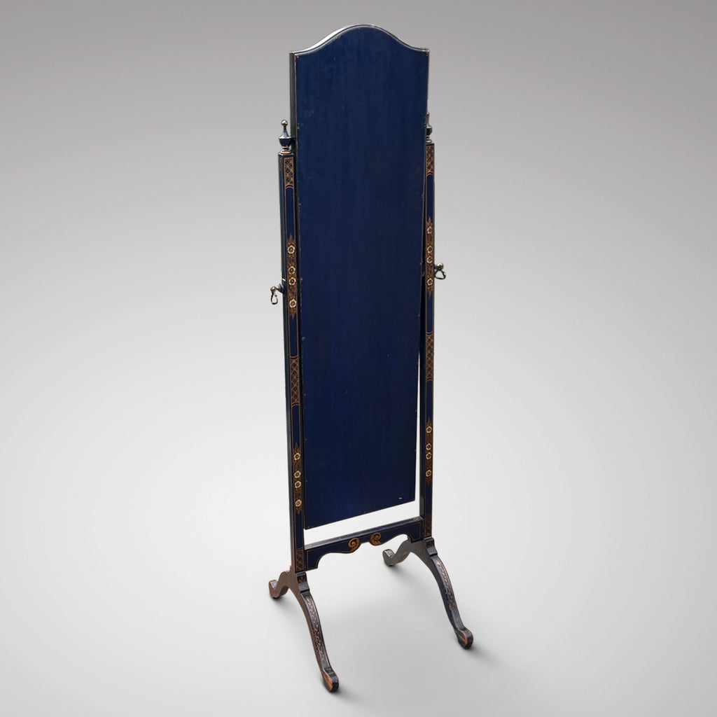 Blue Lacquer Chinoiserie Cheval Mirror - Back View - 3