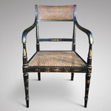Set of 6 19th Century Japanned Armchairs in the Regency Style