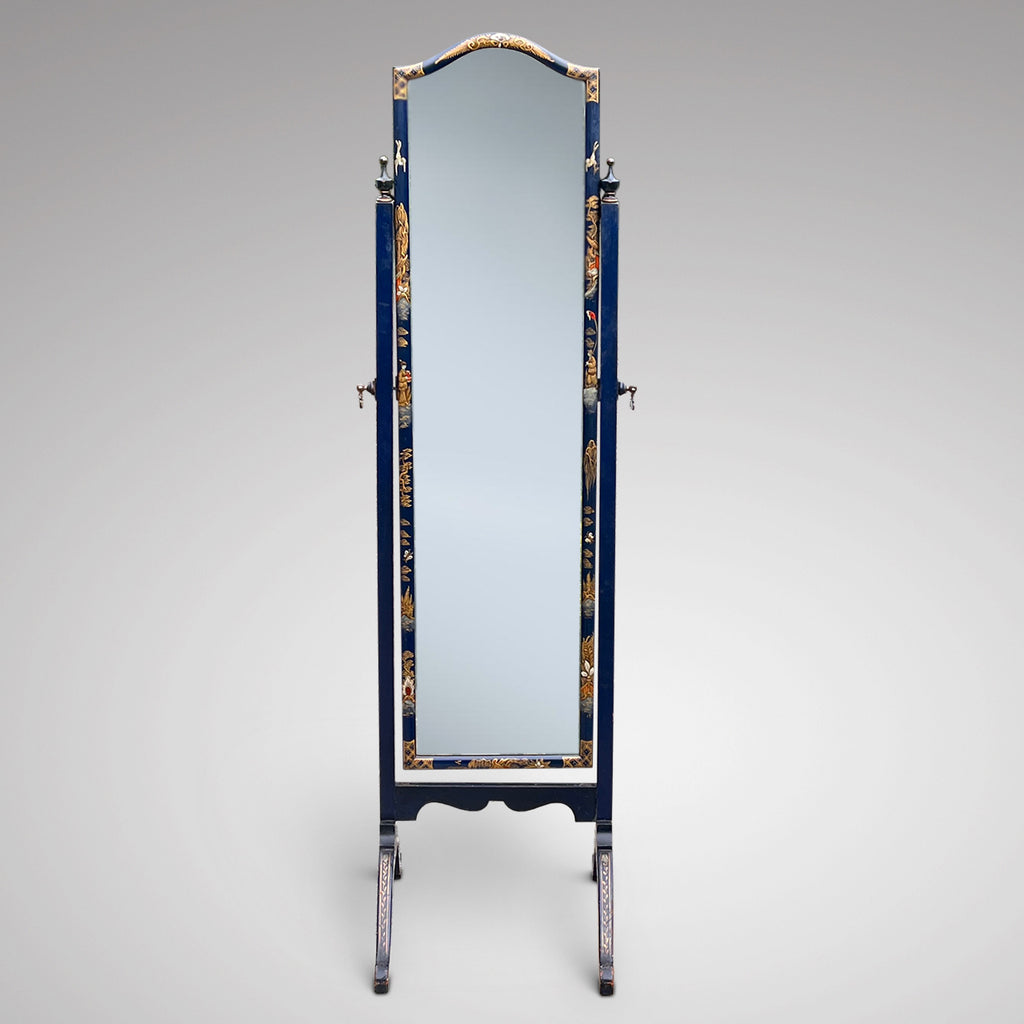 Blue Lacquer Chinoiserie Cheval Mirror - Main View - 2