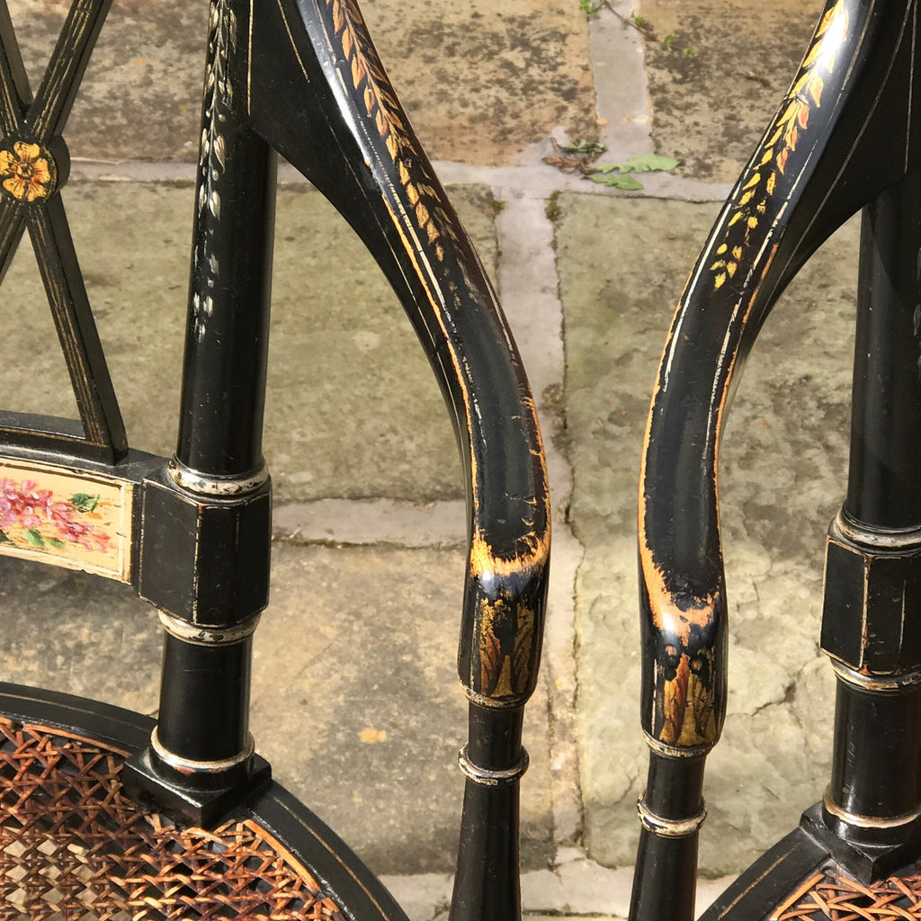 An Exceptional Pair of Regency Painted Chairs