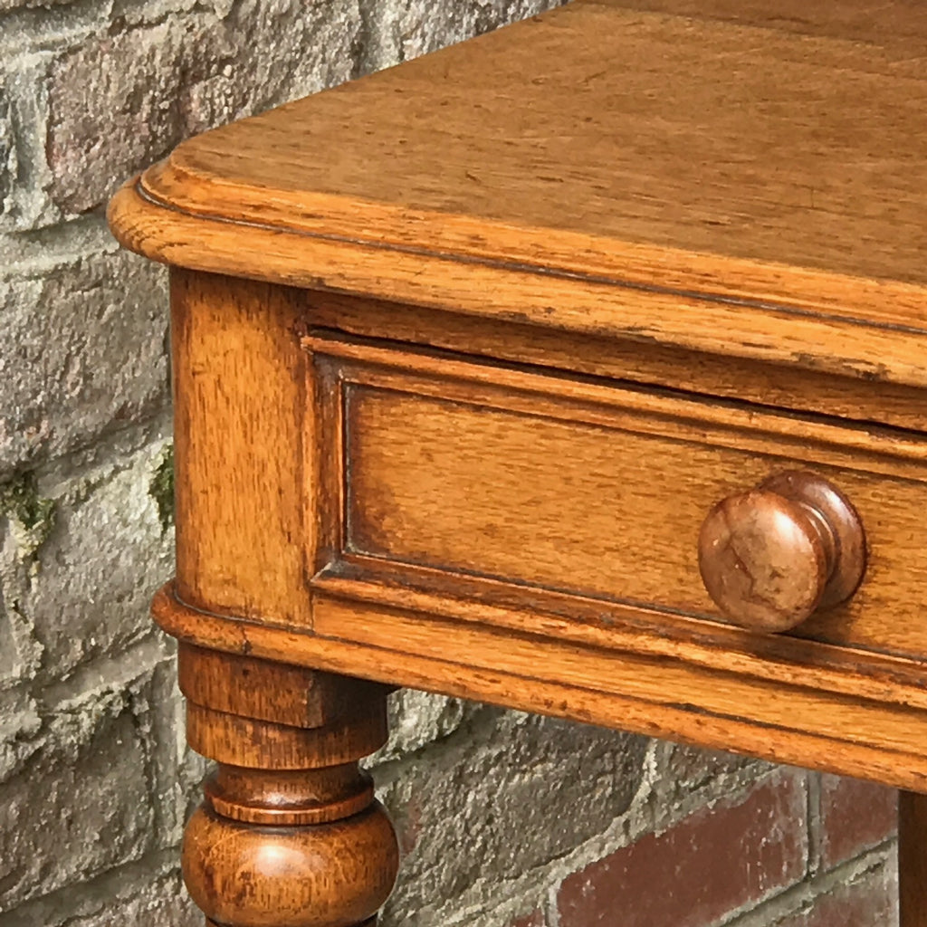 19th Century Golden Oak Writing Table - Drawer Detail View - 2