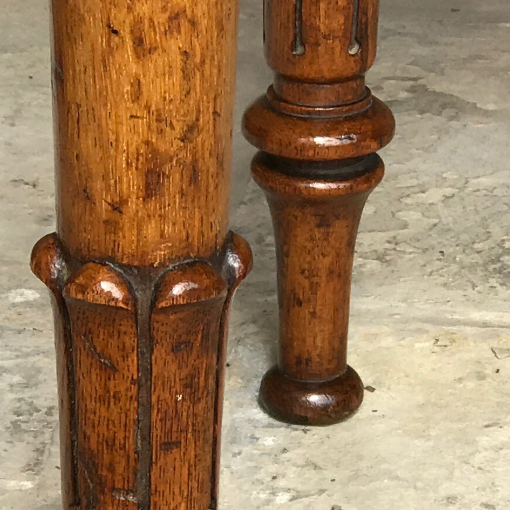19th Century Golden Oak Writing Table - Detail of Carved Legs - 4