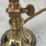 Brass Art Nouveau Desk Lamp with Original Silk Shade - Detail View - 4