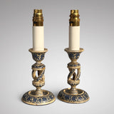 Pair of Antique Twisted Column Kashmiri Table Lamps - Main View - 2
