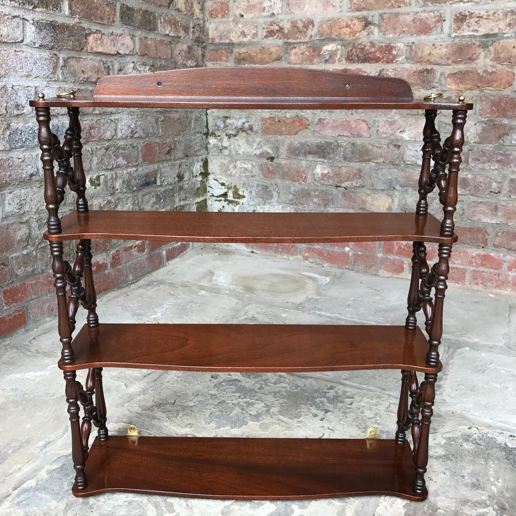 Pair of 19th Century Mahogany Trellis Sided Wall Shelves - Front View -3