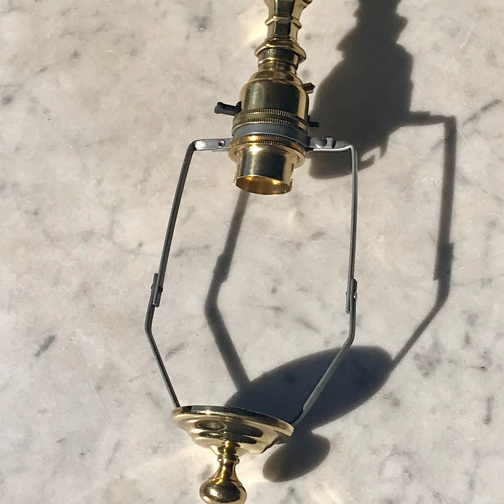 Hexagon Brass Lamp with Original Glass Shade - Detail View - 8