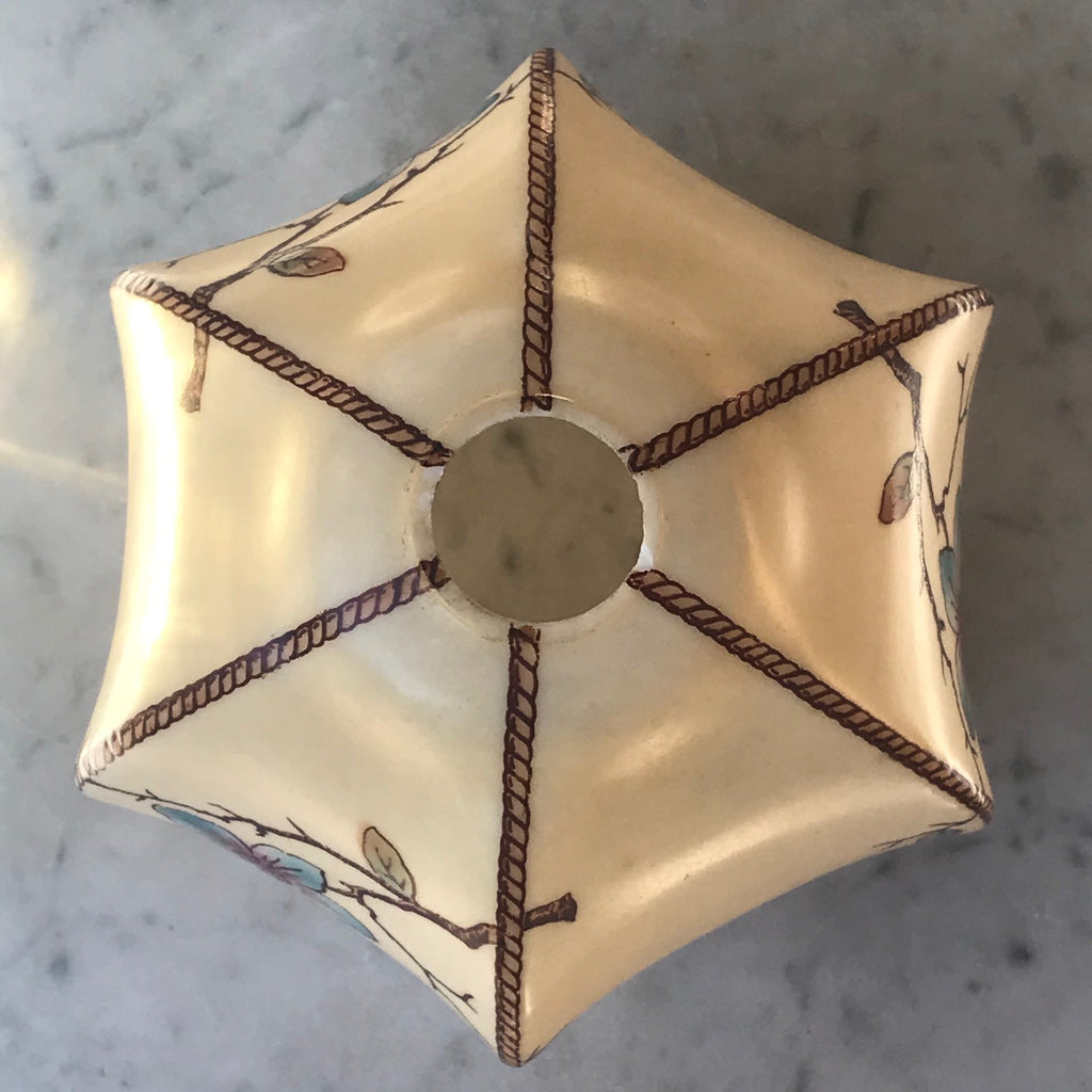 Hexagon Brass Lamp with Original Glass Shade - Detail View - 5