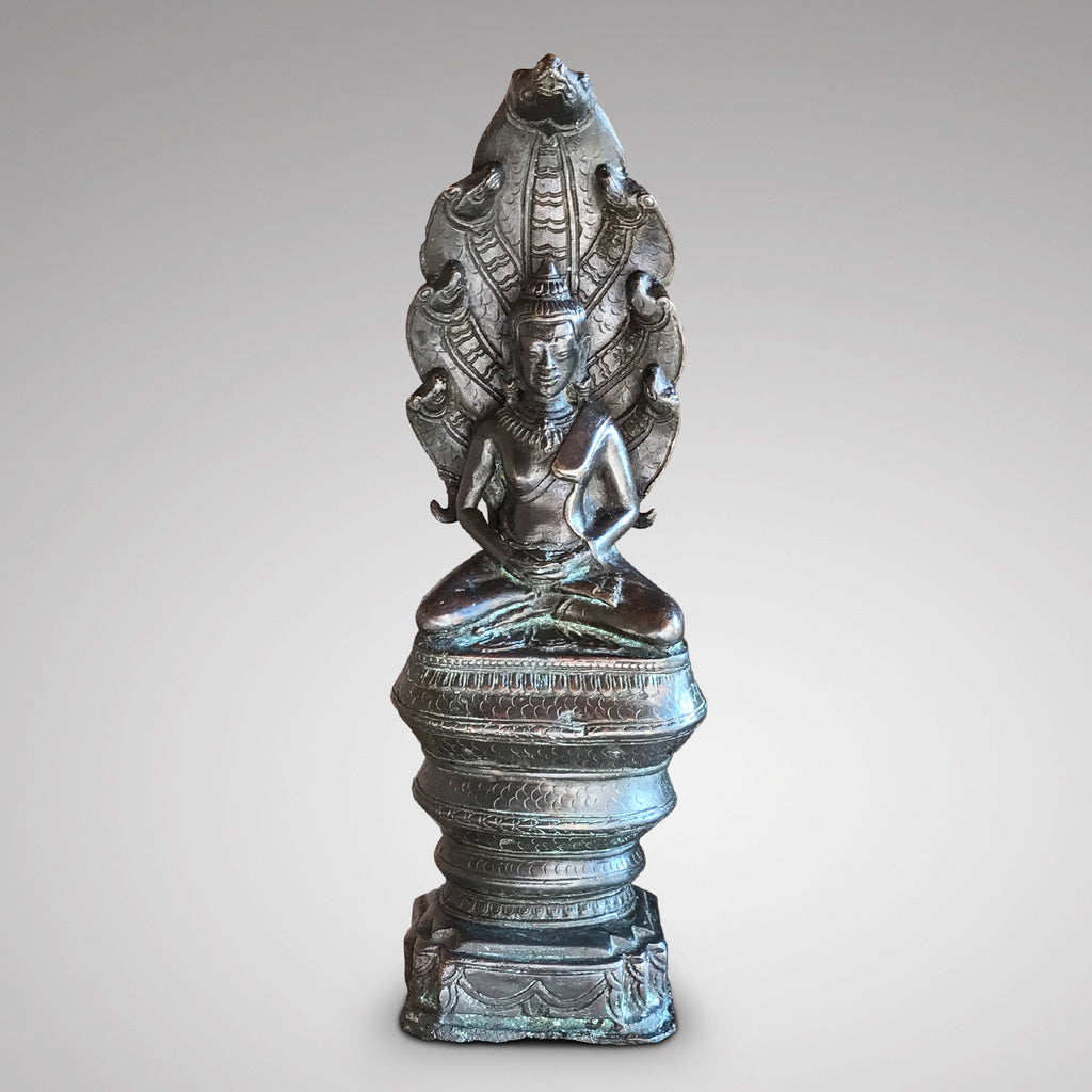 18th Century Bronze of Buddha & Muchalinda- Front View - 1