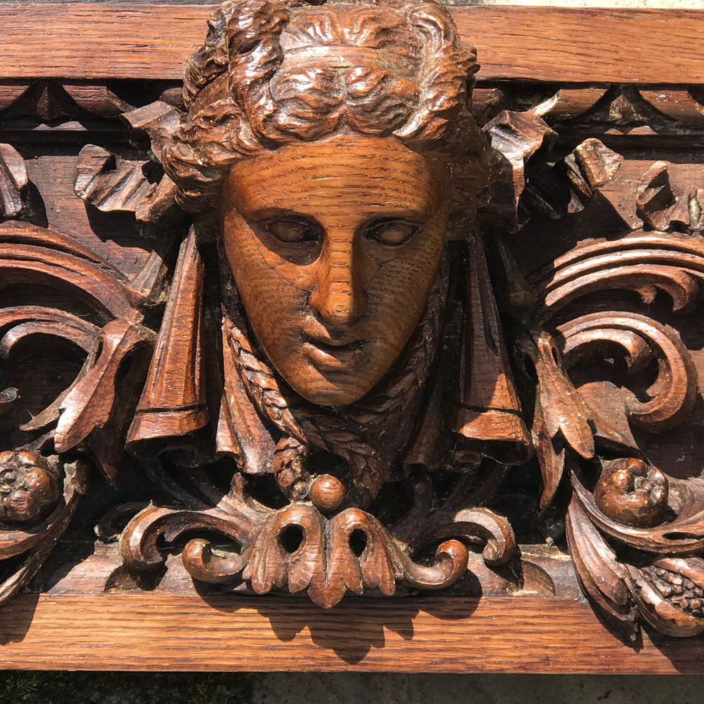 19th Century Carved Oak Pediment - Detail View - 2