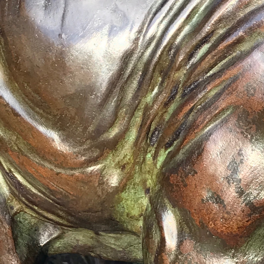 Large Signed French Bronze Sculpture Mother & Baby Elephants - Detail View - 4