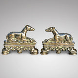 Pair of 19th Century Polished Bronze Greyhound Hearth Ornaments - Main View - 1