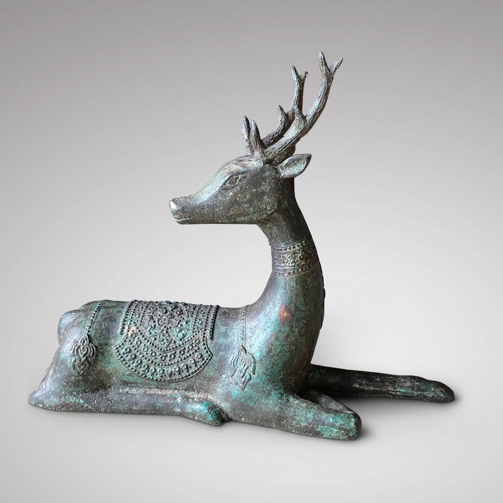 Pair of Chinese Qing Dynasty Bronze Deer - Single View - 3