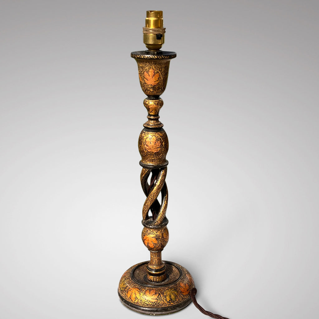 Large 19th Century Kashmiri Black & Gold Table Lamp - Main View - 2