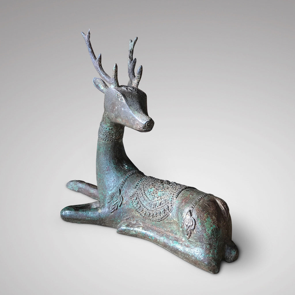 Pair of Chinese Qing Dynasty Bronze Deer - Single View - 4