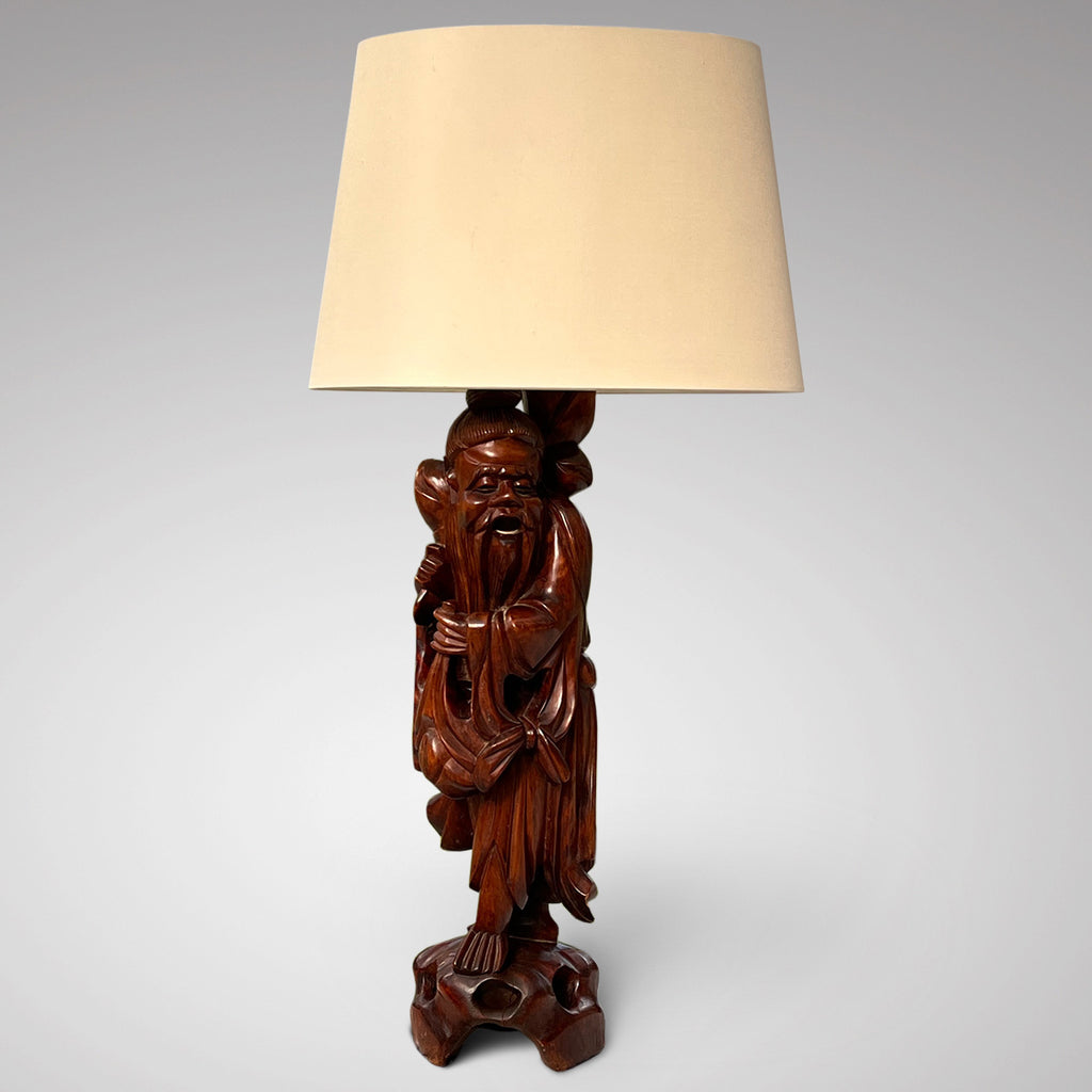 19th Century Japanese Root Carving Figure Table Lamp - Main View - 1