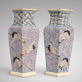 Pair of Meiji Period Japanese Lozenge Shape Vases - Main View - 1
