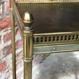 Edwardian Brass & Leather Lamp Table - Detail View of Brass Finial - 4