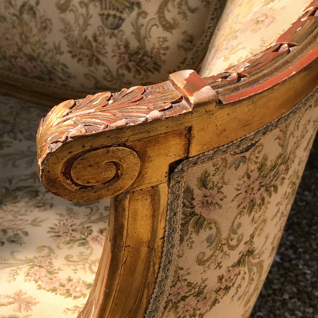 19th Century French Giltwood Salon Sofa - Arm detail- 7
