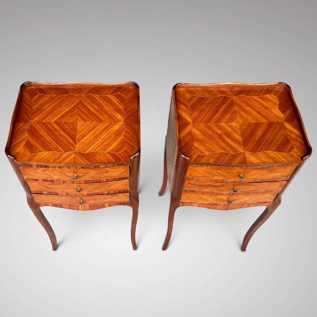 Pair of Kingwood Bedside Tables in Louis XV Style - Top View - 3