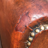 Pair of French Leather Club Chairs - Arm Detail View - 11