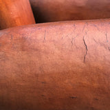 Pair of French Leather Club Chairs - Arm Detail View - 3