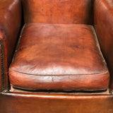 Pair of 19th Century French Leather Club Chairs - Seat Detail View- 8