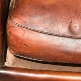 Pair of 19th Century French Leather Club Chairs - Seat Detail View - 10