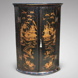 George III Japanned Bow Fronted Corner Cupboard - Main View - 1