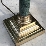 Pair of Early 20th Century Green Marble & Brass Table Lamps - Base View - 4