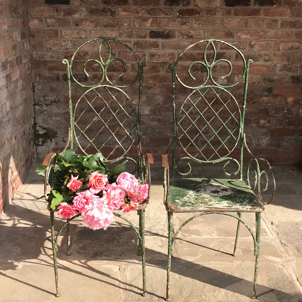 Pair of 19th Century Painted Garden Chairs - Front View - 4