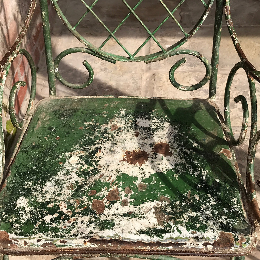 Pair of 19th Century Painted Garden Chairs - Painted Seat Detail - 9
