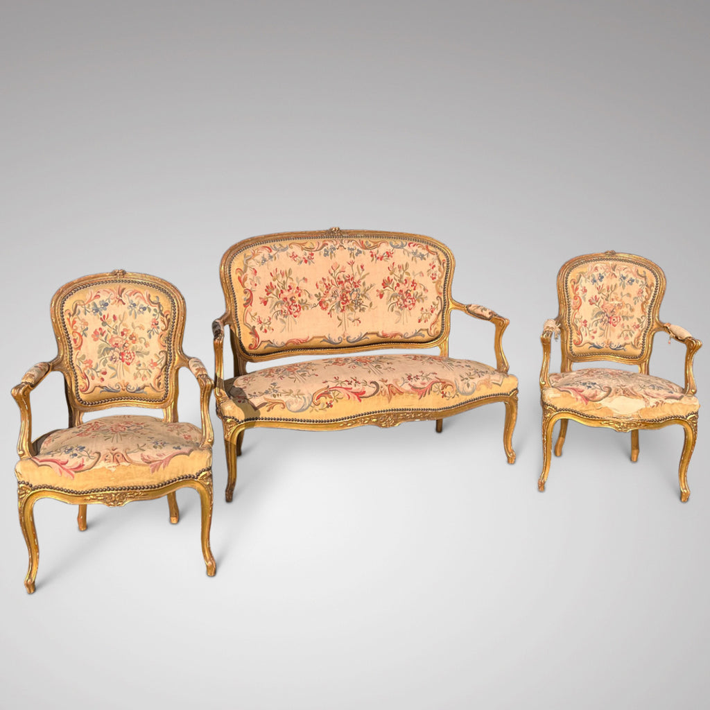 French Gilded Sofa with Matching Chairs - Main View - 1