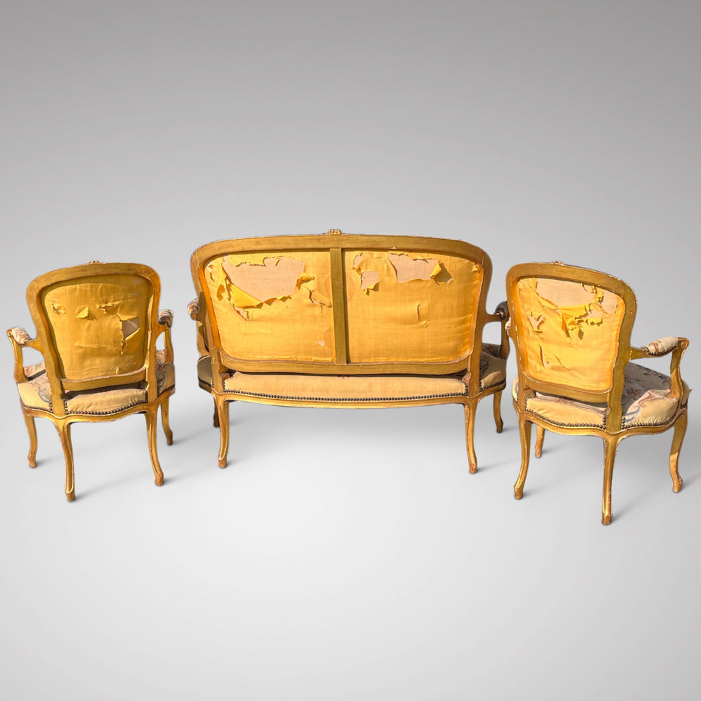 French Gilded Sofa with Matching Chairs - Back View - 4
