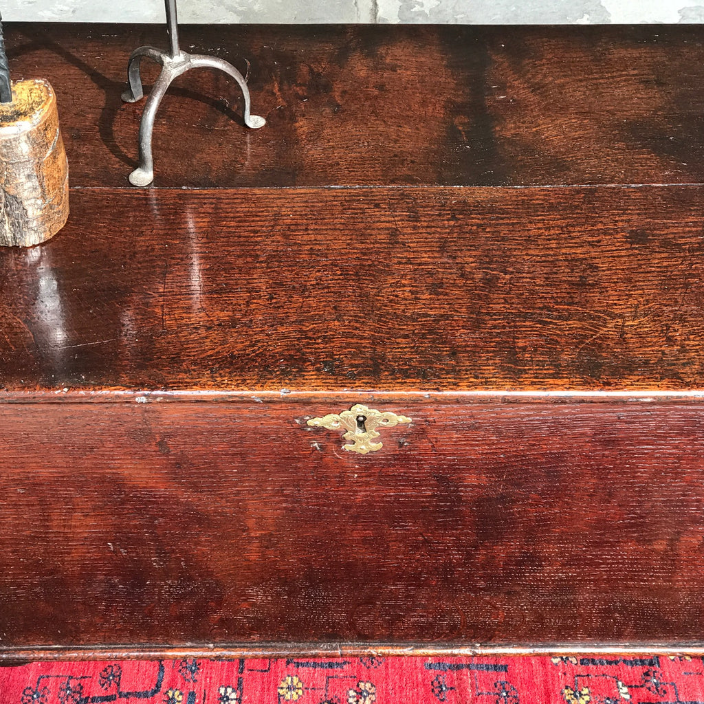 Georgian Oak Blanket Box - Front & Top Detail View - 2