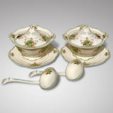 Pair of Cream & Green Sauce Tureens with Ladles - Main View - 1