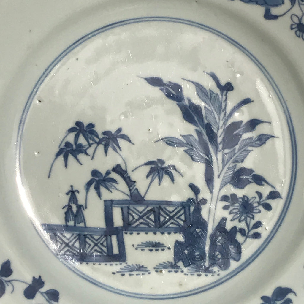 Pair of 18th Century Blue & White Plates - Detail View - 3