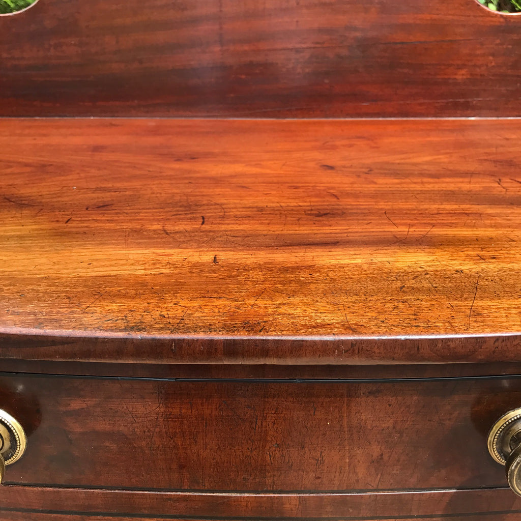 Regency Mahogany Bow Front Dressing Table/Side Table - Top & Gallery Detail - 4